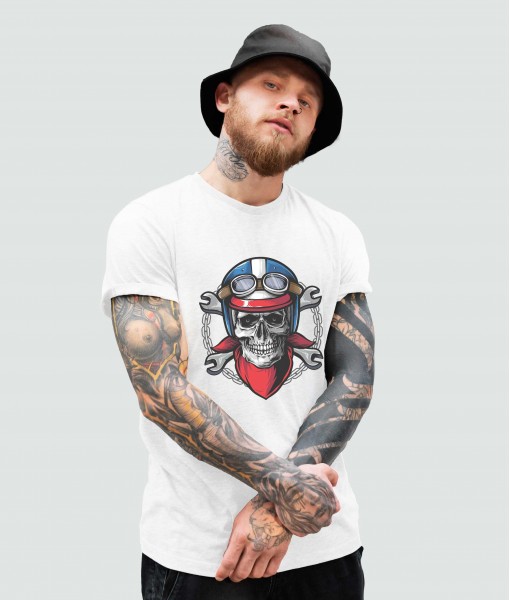 Мъжка тениска с щампа Готика Mechanic skull - TShirtArtShop.com